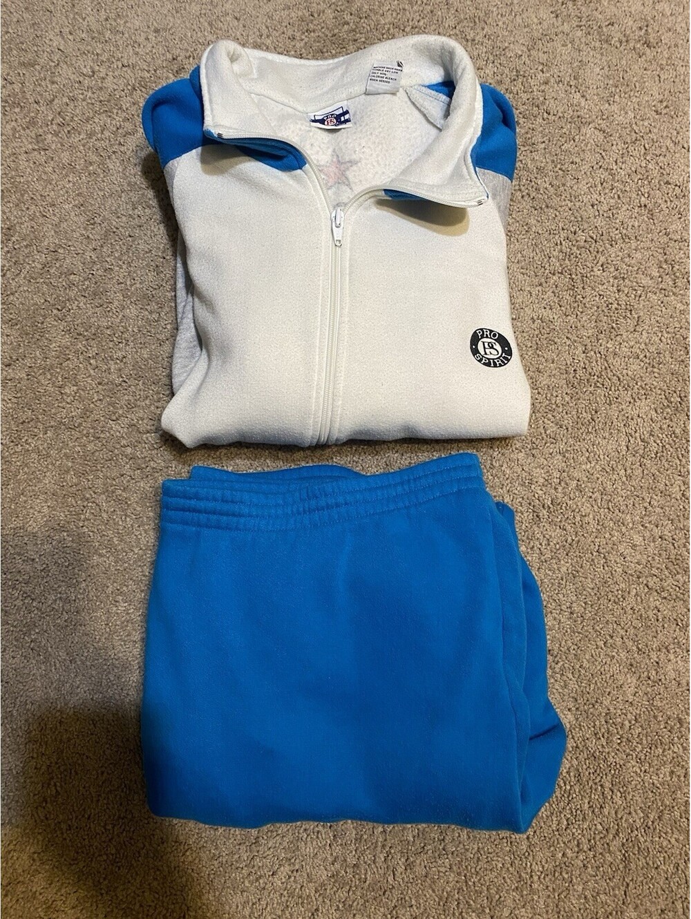 Pro Spirit Vintage Size Large White & Blue Sweatsuit - Zip-Up Sweatshirt & Pants